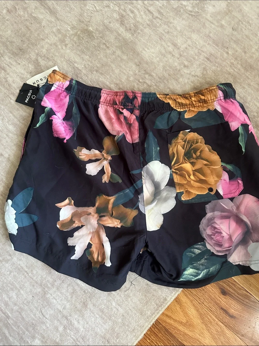 PacSun Black Floral Drawstring Bermuda Shorts